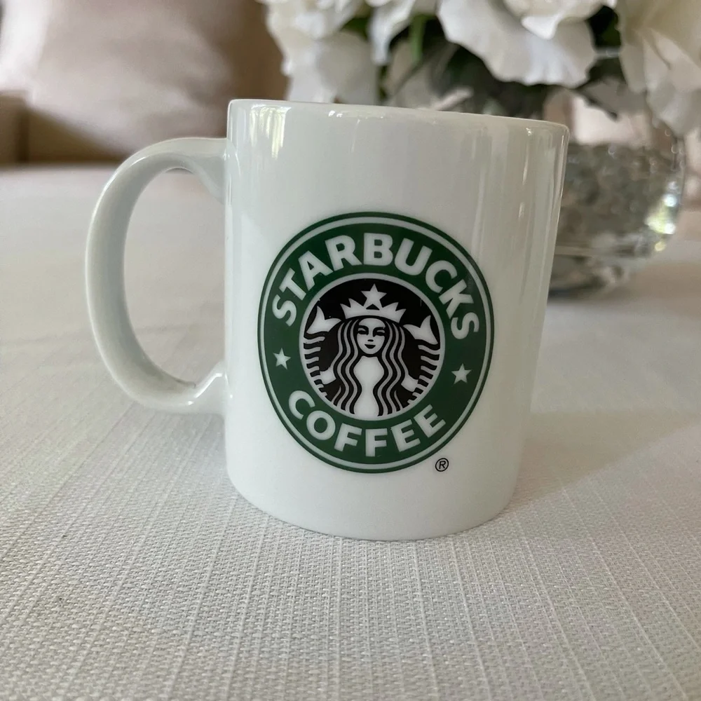 Two Starbucks 2005 White Porcelain 9 Oz. Coffee Cup Mug